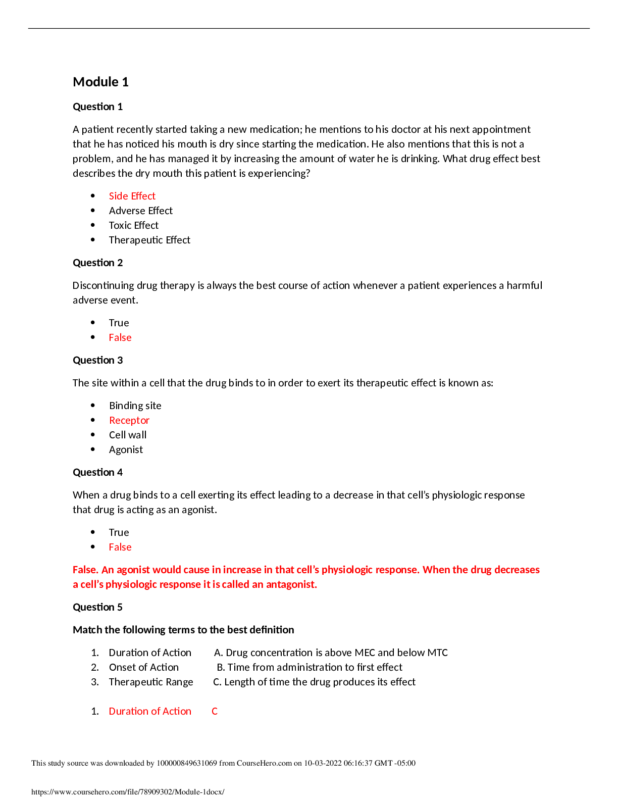 Preview image of Nurs 251 Pharmacology  Module 1 document
